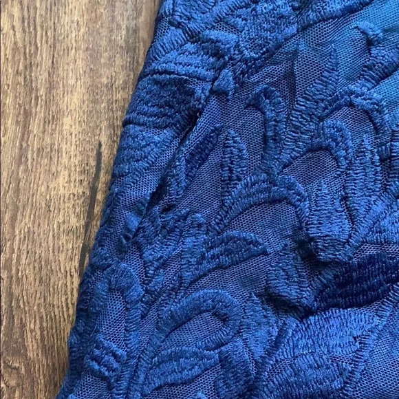 Navy Blue Brocade Halter Maxi Wrap Dress - Picture 10 of 11
